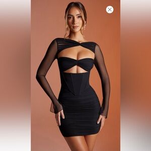 Oh Polly Nirvana Dress Mini Black Mesh Corset